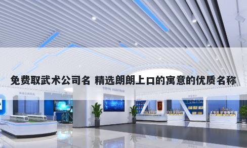 免费取武术公司名 精选朗朗上口的寓意的优质名称