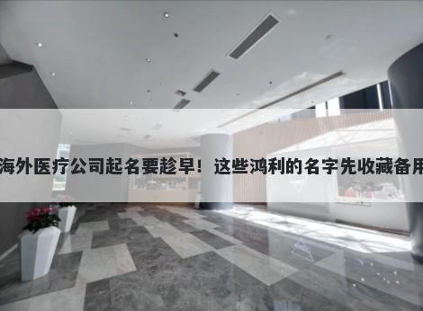 海外医疗公司起名要趁早！这些鸿利的名字先收藏备用