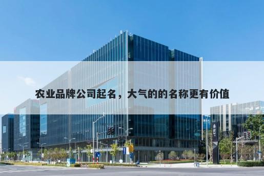 农业品牌公司起名，大气的的名称更有价值