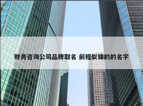 财务咨询公司品牌取名 前程似锦的的名字