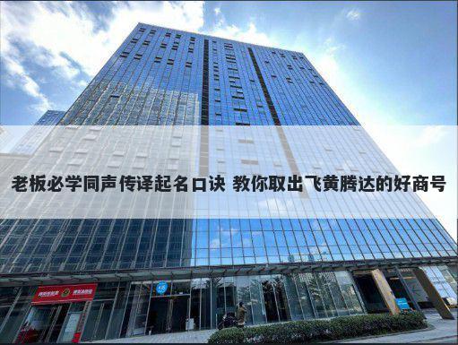 老板必学同声传译起名口诀 教你取出飞黄腾达的好商号